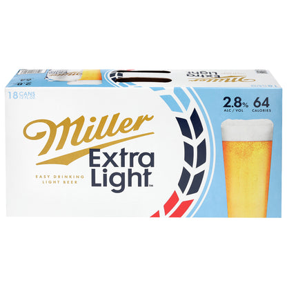 Miller Extra Light Beer 18 - 12 fl oz Cans