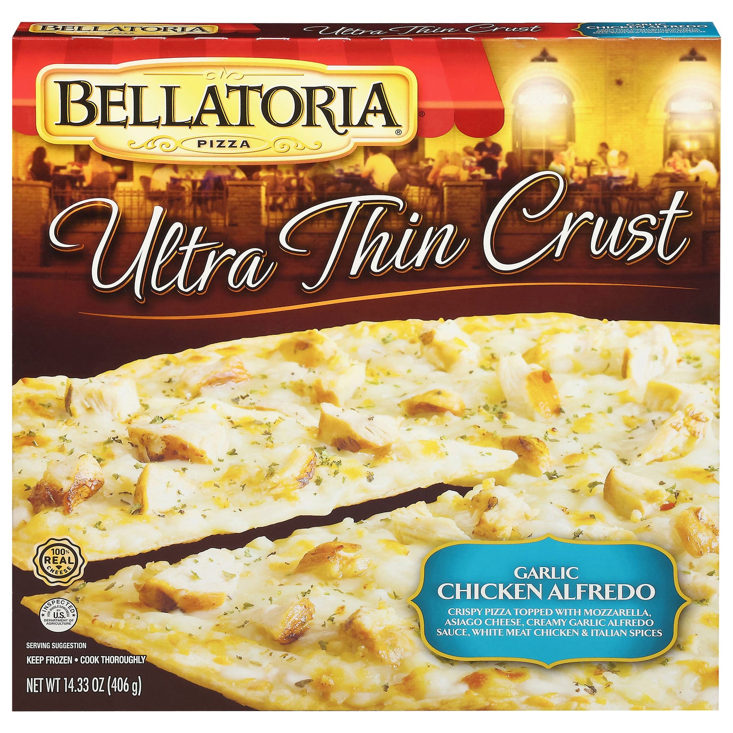 Bellatoria Ultra Thin Crust Garlic Chicken Alfredo Pizza 14.33 oz