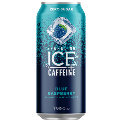 Sparkling Ice +Caffeine Zero Sugar Blue Raspberry Sparkling Water 16 oz