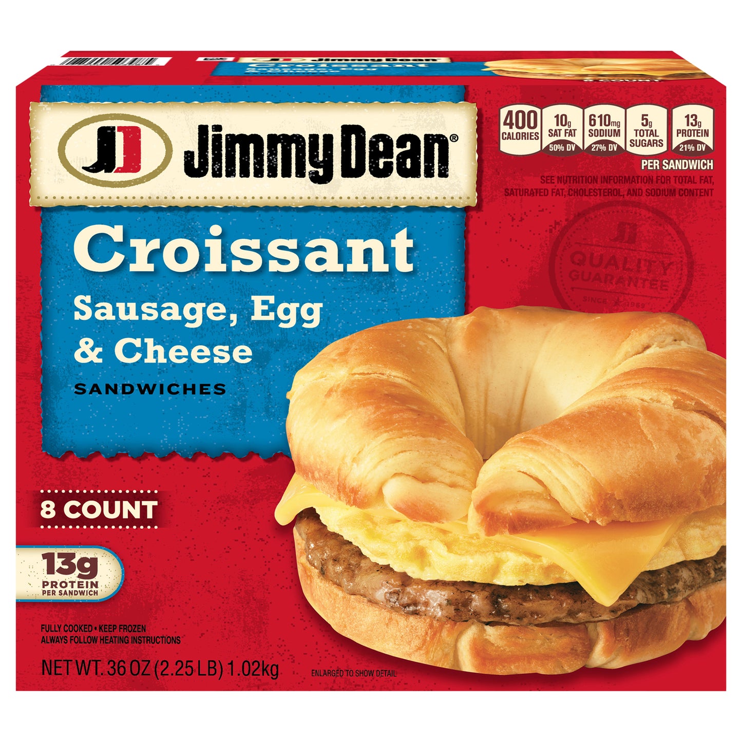 Jimmy Dean® Sausage, Egg & Cheese Croissant Sandwiches, 8 Count (Frozen)