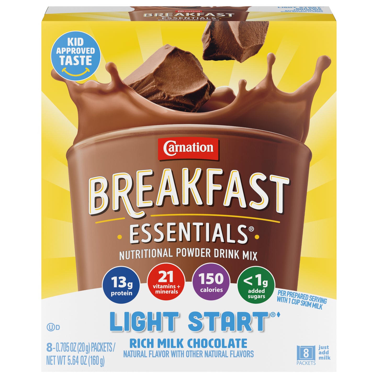 Carnation Breakfast Essentials Light Start Rich Milk Chocolate Nutritional Powder Drink Mix 8 - 0.705 oz Packets