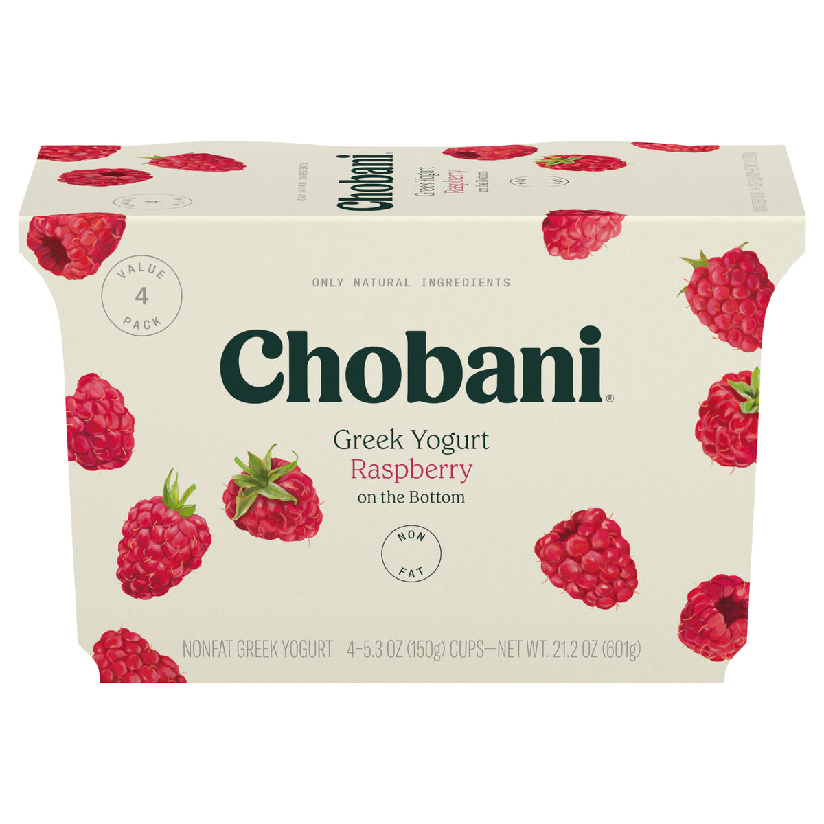Chobani Nonfat Greek Raspberry on the Bottom Yogurt Value Pack 4 - 5.3 oz Cups