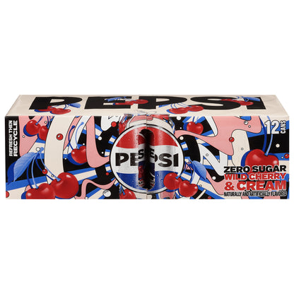 Pepsi Zero Sugar Wild Cherry & Cream Cola 12 - 12 fl oz Cans