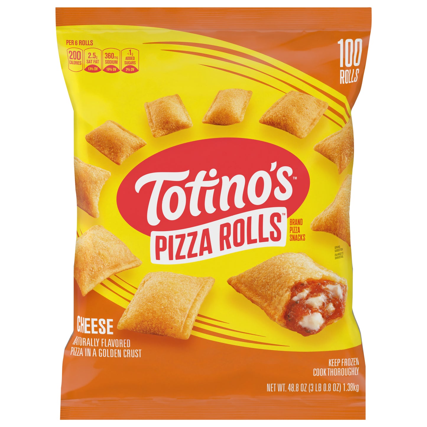 Totino's Pizza Rolls, Cheese Flavored, Frozen Snacks, 100 Rolls, 48.8 oz
