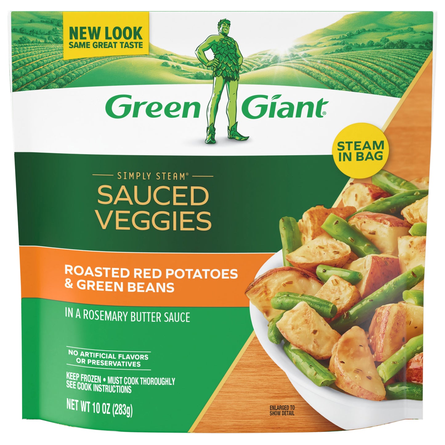 Green Giant Simply Steam Lightly Sauced Roasted Red Potatoes, Green Beans & Rosemary Butter Sauce, 10 oz