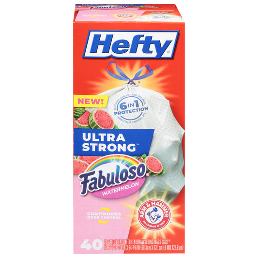 Hefty Ultra Strong 13 Gallon Fabuloso Watermelon Tall Kitchen Drawstring Bags 40 Bags