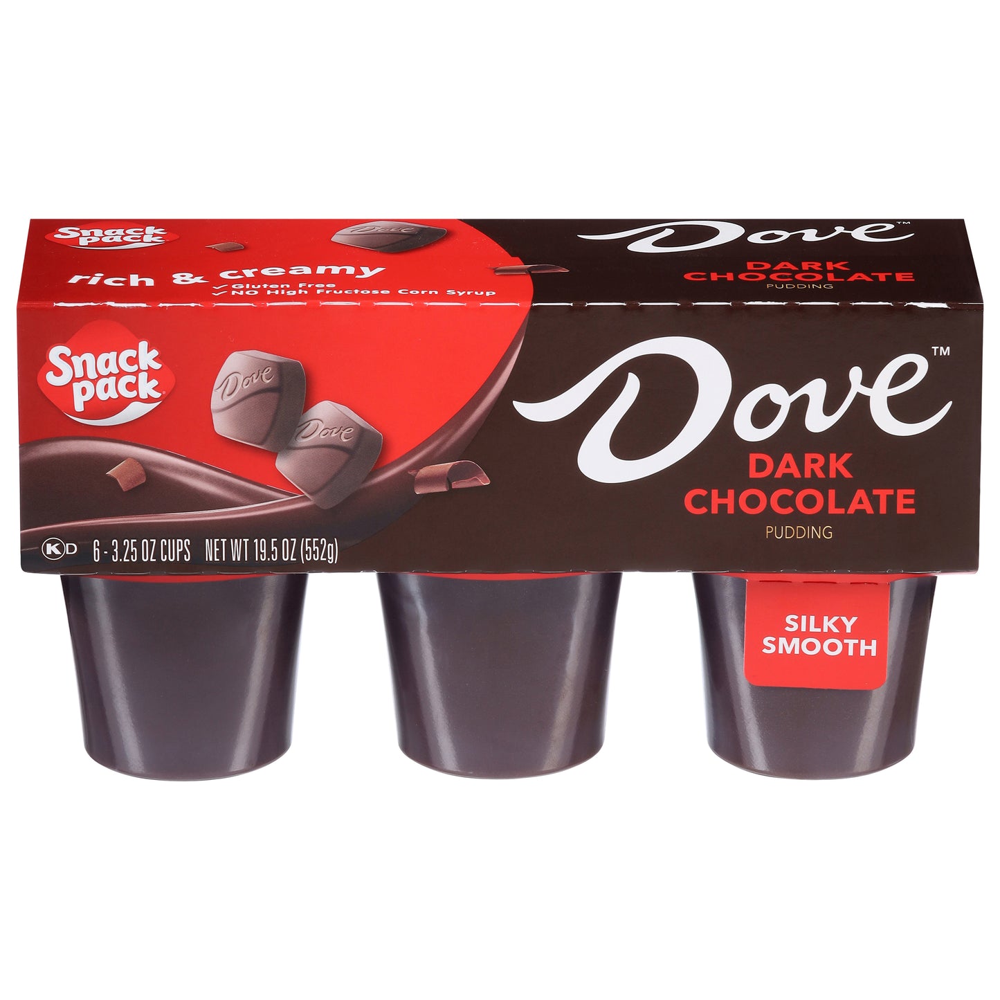 Dove Rich & Creamy Dark Chocolate Pudding 6 - 3.25 oz Cups