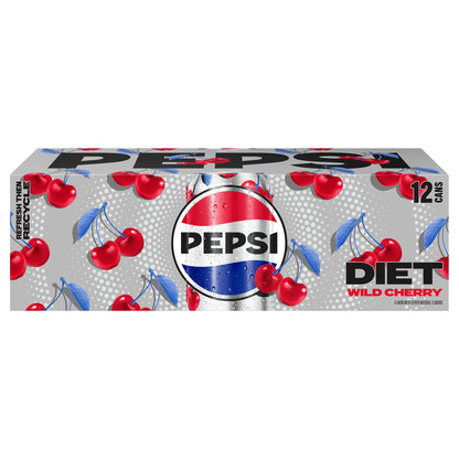Diet Pepsi Soda Wild Cherry 12 Fl Oz 12 Count