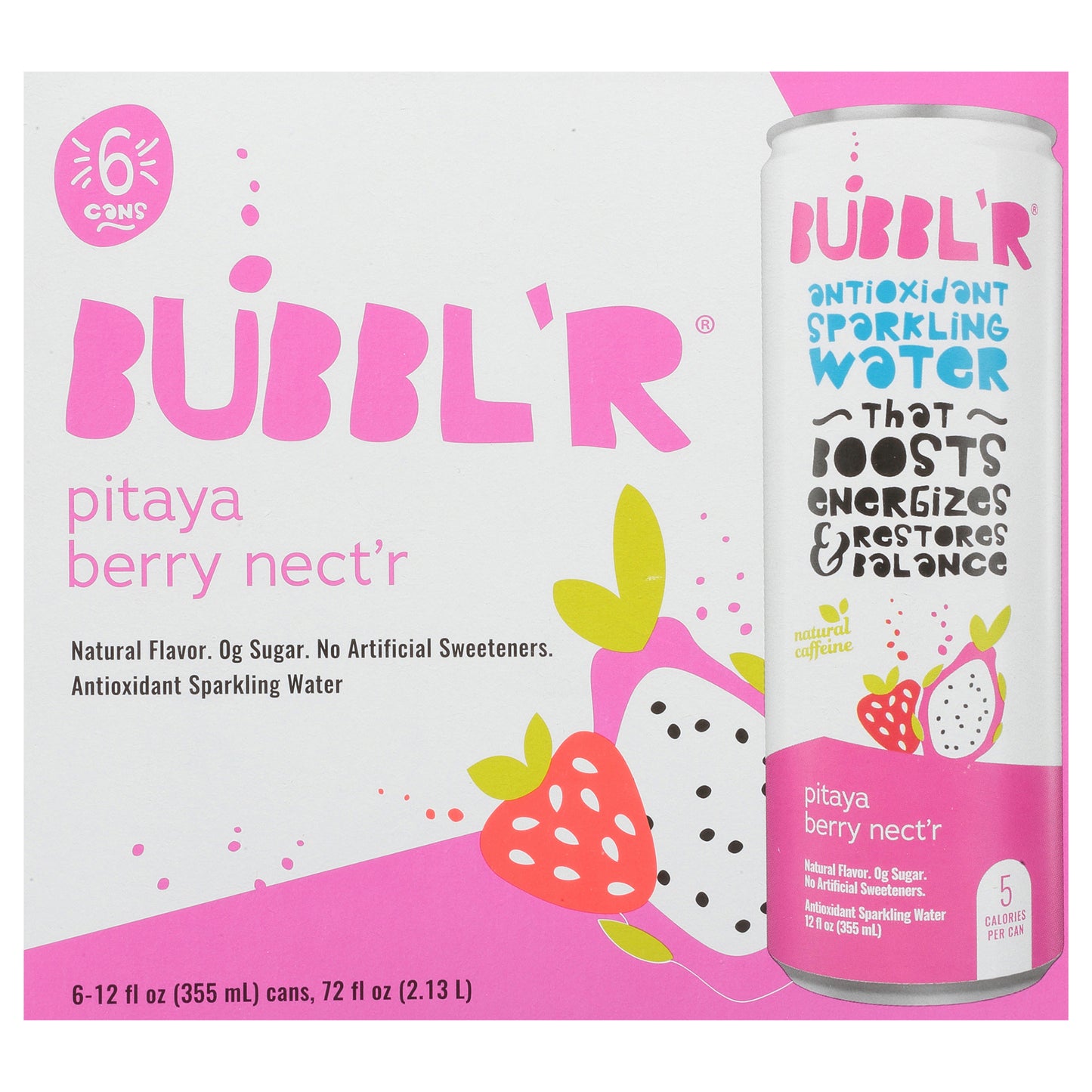 BUBBL'R Antioxidant Sparkling Water - pitaya berry nect'r - 6pk - 12 fl oz