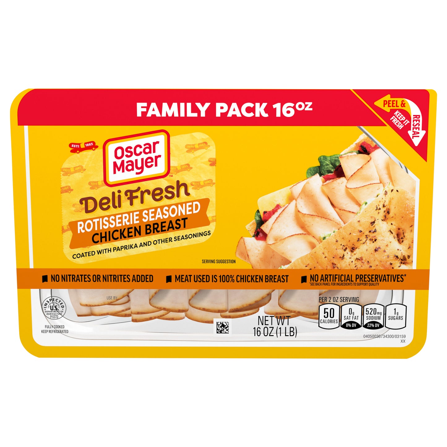 Oscar Mayer Deli Fresh Rotisserie Seasoned Chicken Breast, 16 oz Family Pack