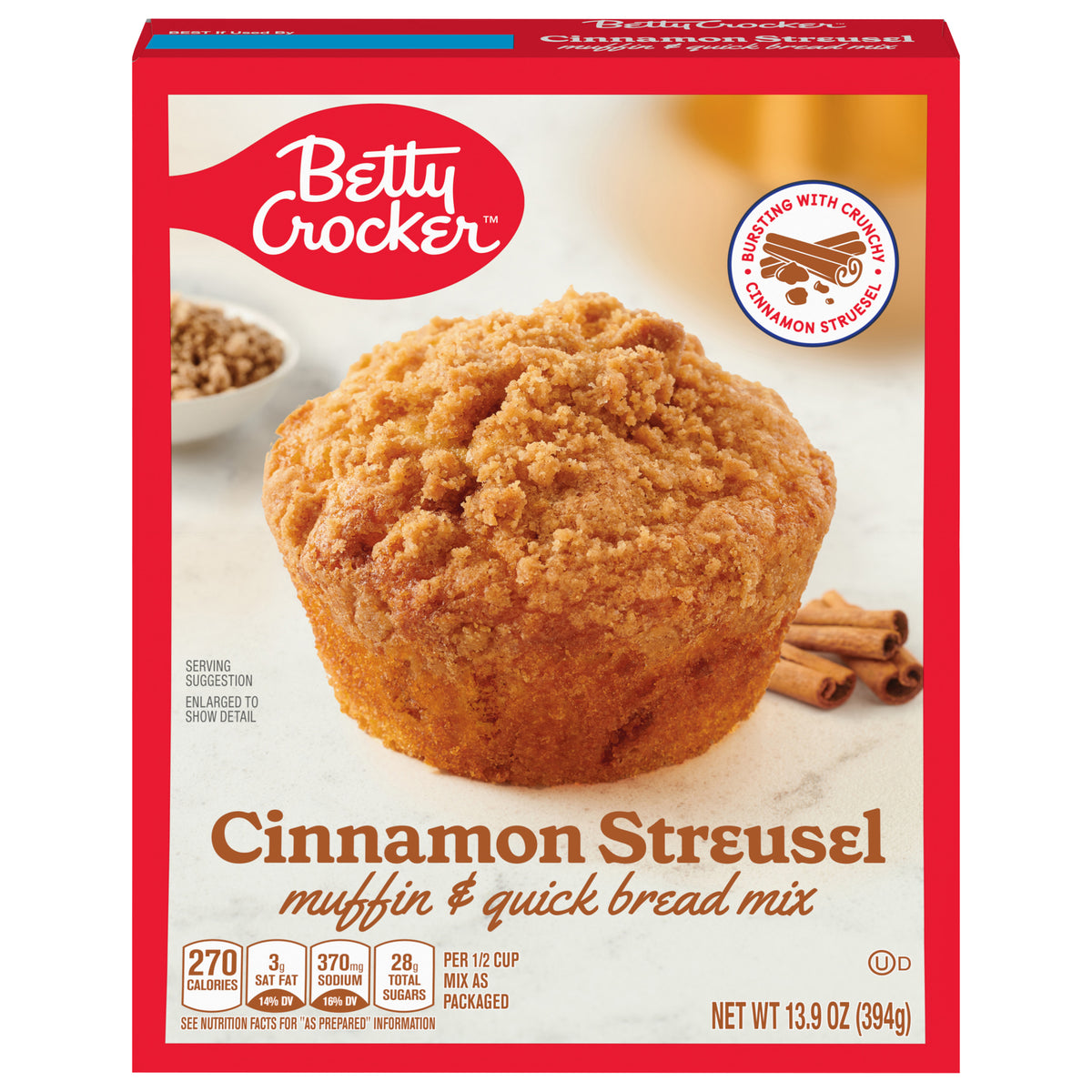 Betty Crocker Cinnamon Streusel Muffin and Quick Bread Mix, 13.9 oz.