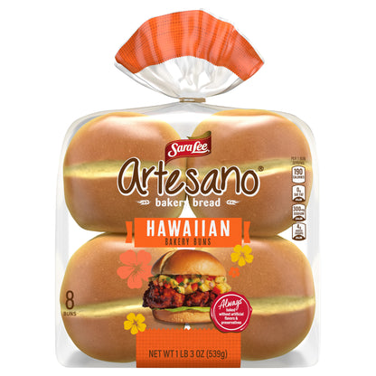 Sara Lee Artesano Bakery Bread Hawaiian Bakery Buns, 8 count, 19 oz