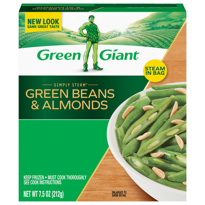Green Giant Simply Steam Green Beans & Almonds, No Sauce Frozen Vegetables, 7.5 OZ