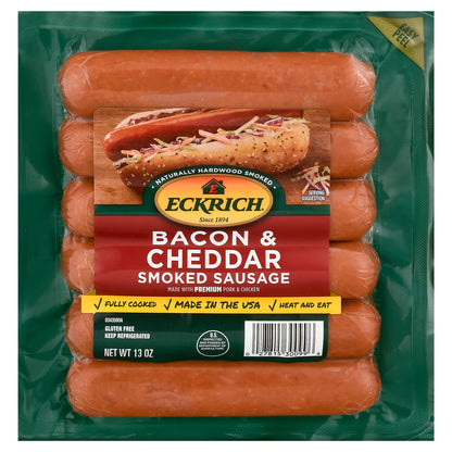 Eckrich Bacon & Cheddar Smoked Sausage with Premium Pork & Chicken 13 oz