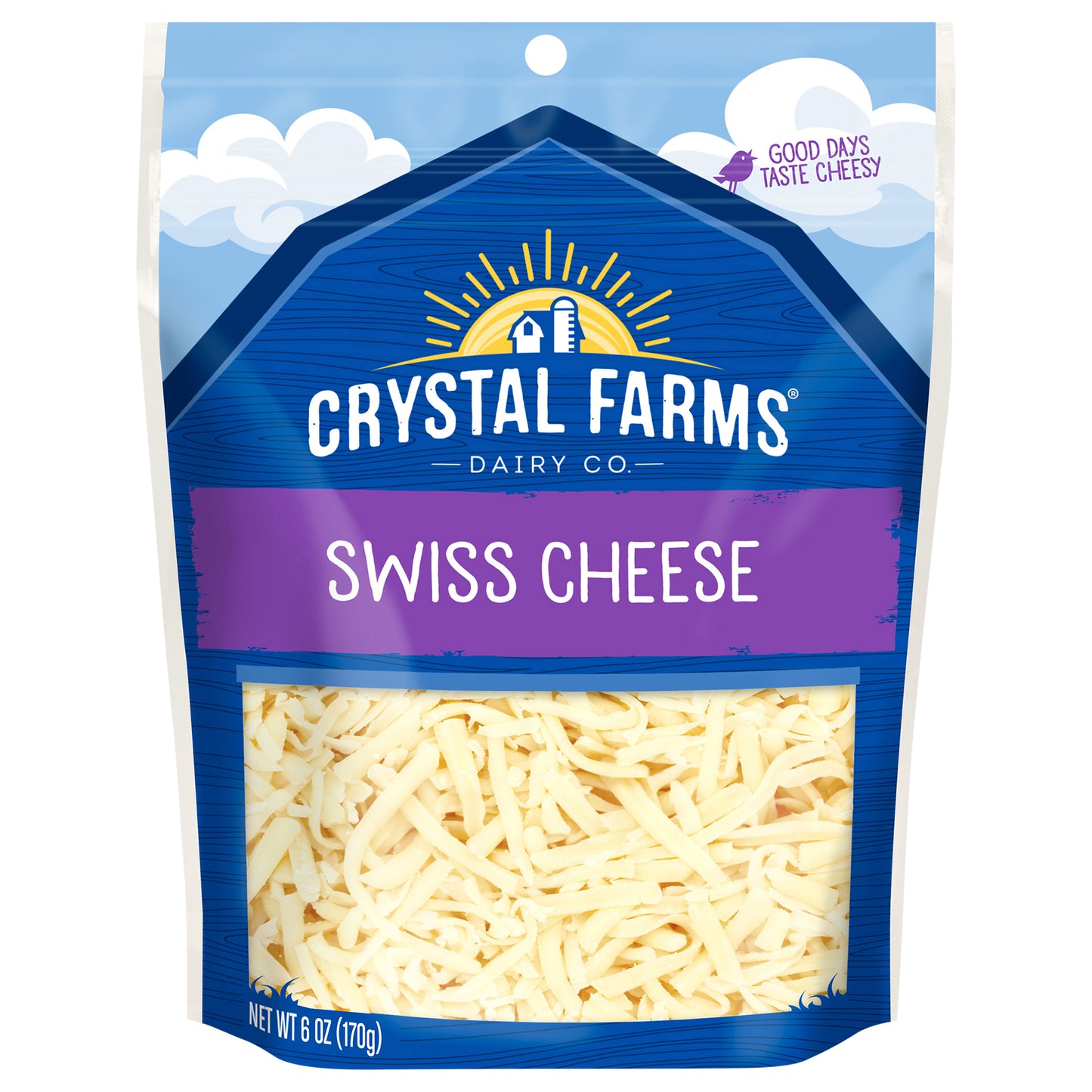 Crystal Farms Shredded Swiss Cheese, 6 oz