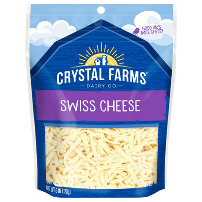 Crystal Farms Shredded Swiss Cheese, 6 oz