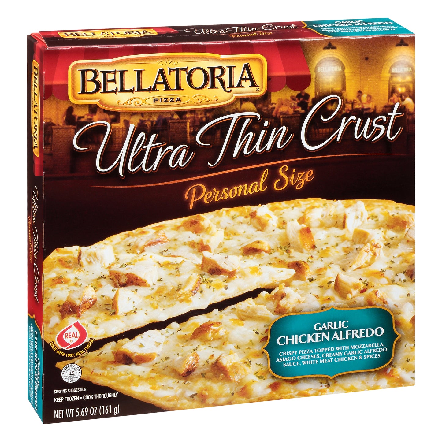 Bellatoria Personal Size Ultra Thin Crust Garlic Chicken Alfredo Pizza 5.69 oz