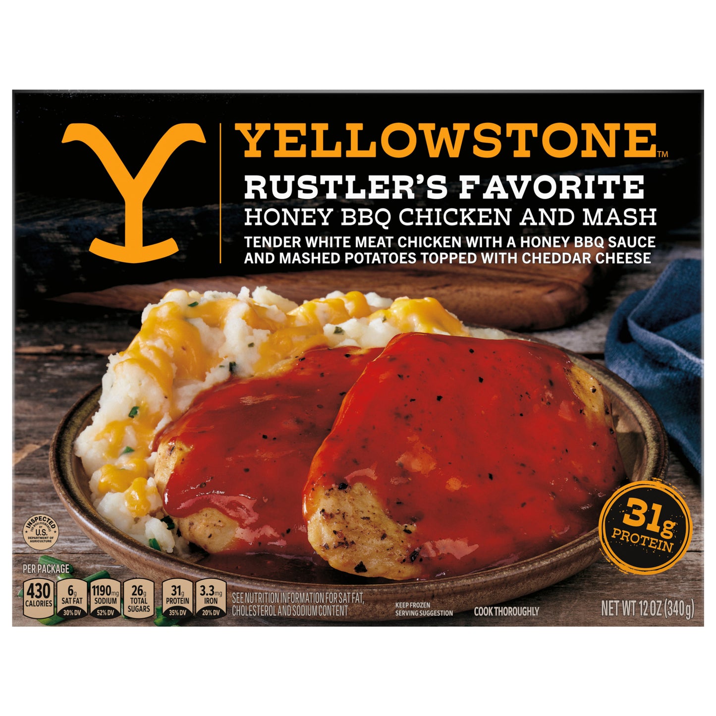 Yellowstone Honey BBQ Chicken and Mash, Single Meals, BBQ Dinner Frozen Chicken Meal