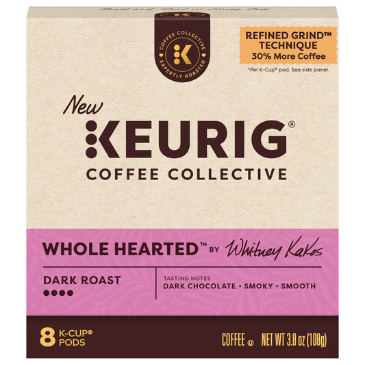 Keurig Coffee Collective Whole Hearted Single-Serve K-Cup Pods, Dark Roast Coffee, 8 Count