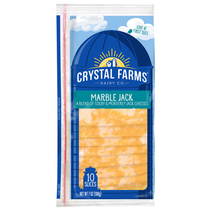 Crystal Farms Marble Jack Sliced Cheese, 7 oz, 10 count