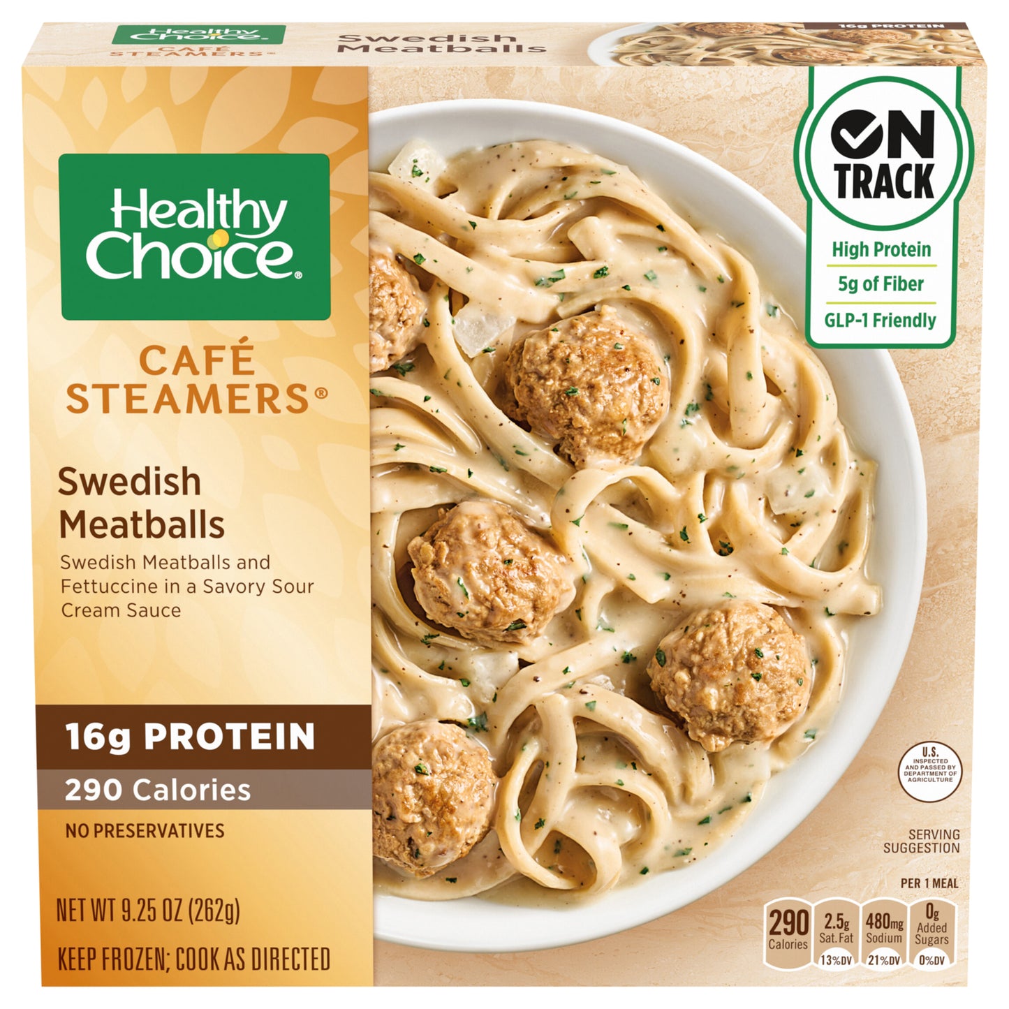 Healthy Choice Cafe Steamers Swedish Meatballs, Frozen Meal, 9.25 oz.