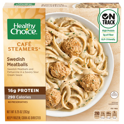 Healthy Choice Cafe Steamers Swedish Meatballs, Frozen Meal, 9.25 oz.