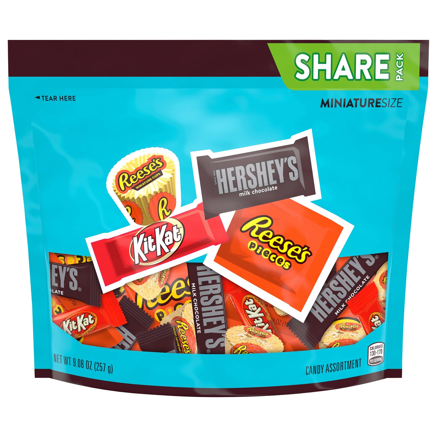HERSHEY'S, KIT KAT® and REESE'S Miniatures Assorted Flavored Candy Share Pack, 9.08 oz