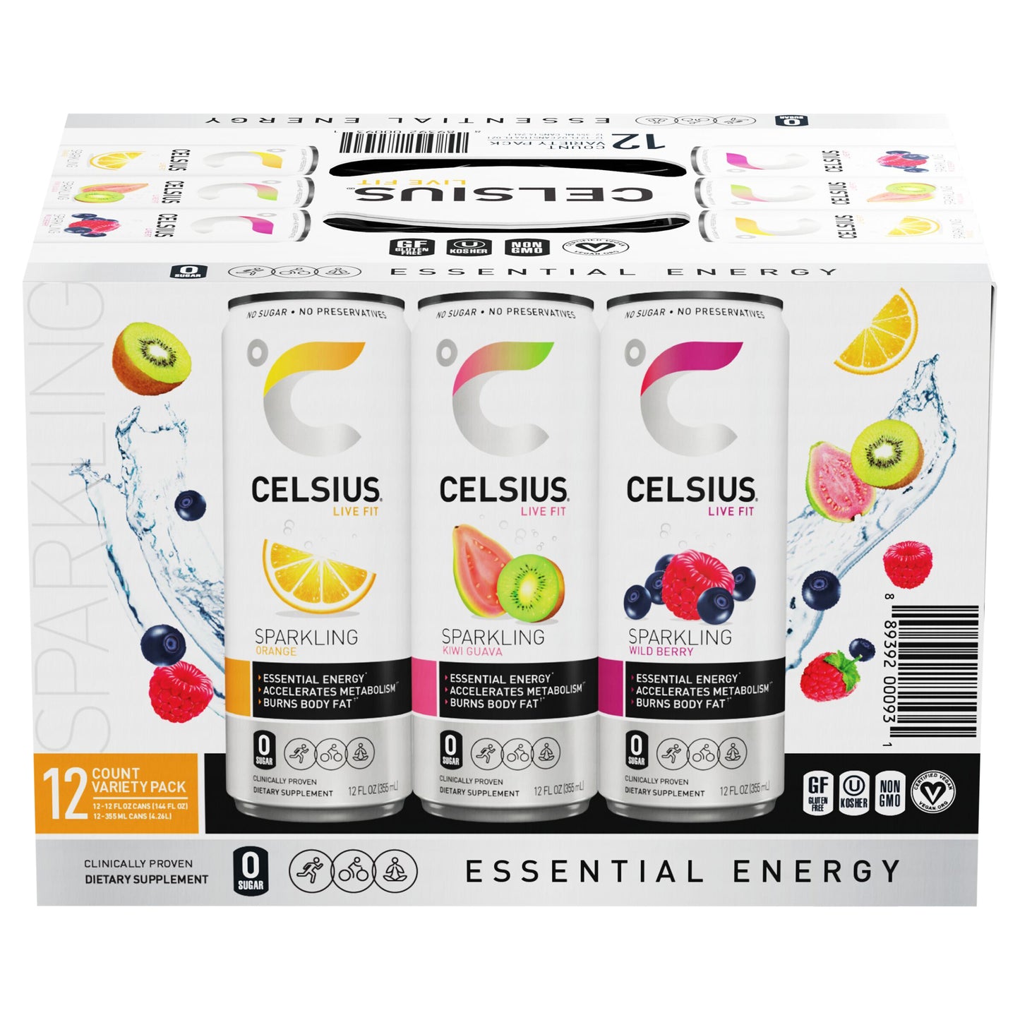 Celsius Energy Drink Sparkling Variety Pack 12 Fl Oz, 12 Count
