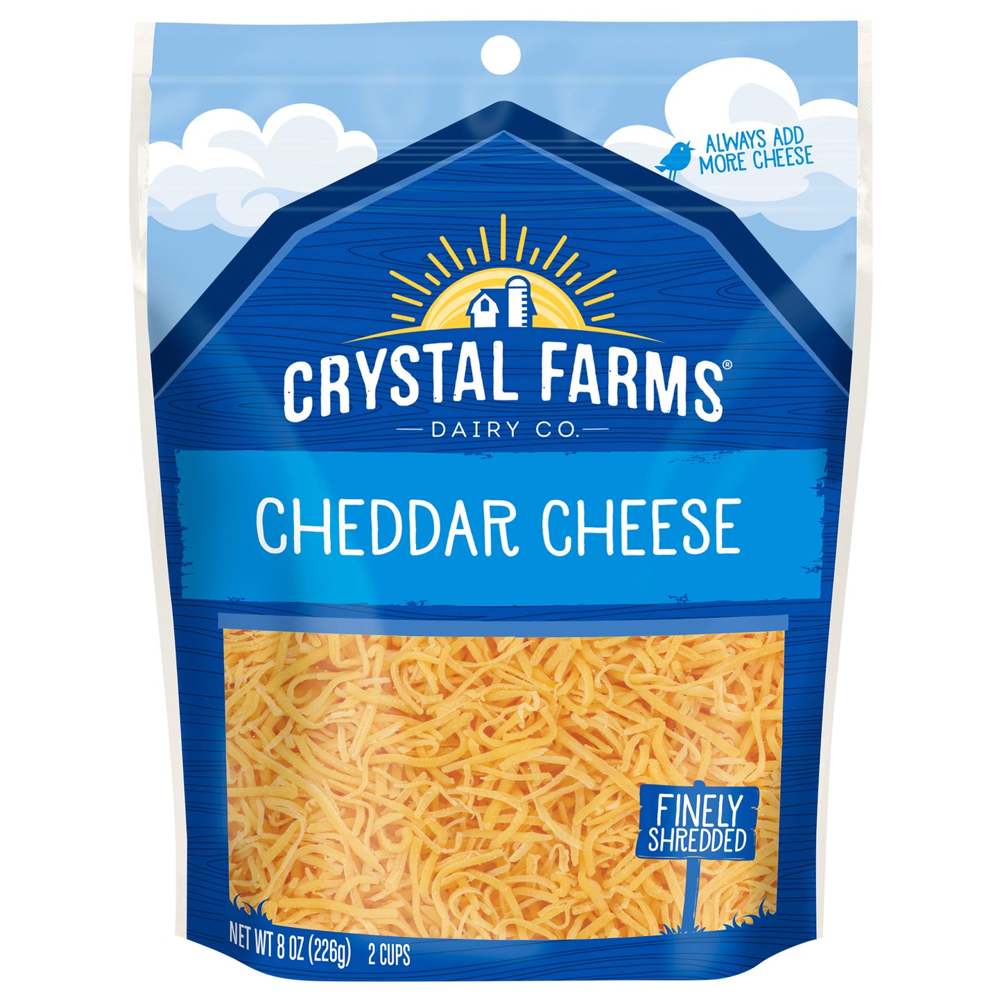 Crystal Farms Finely Shredded Cheddar Cheese, 8 oz