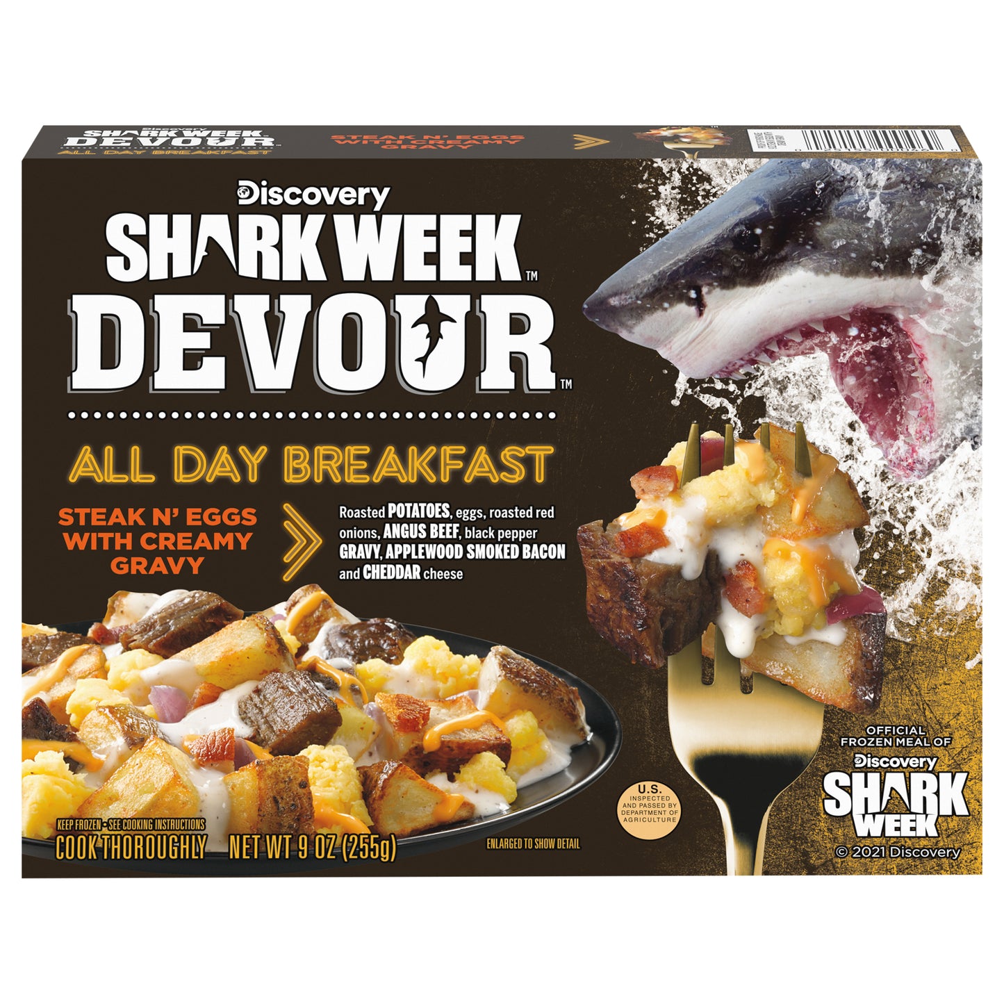 DEVOUR All Day Breakfast Steak N' Eggs with Smoked Bacon, Potatoes, Cheddar Cheese & Creamy Gravy Frozen Meal, 9 oz Box
