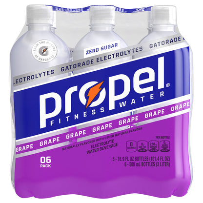 Propel Zero Sugar Electrolyte Water Beverage Grape 16.9 Fl Oz 6 Count