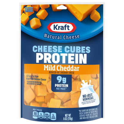 Kraft Protein Reduced Fat Mild Cheddar Cheese Cubes, 6 oz