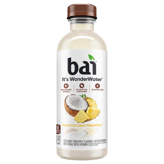 Bai Coconut Flavored Water, Puna Coconut Pineapple, Antioxidant Infused Beverage, 18 Fluid Ounce Bottle