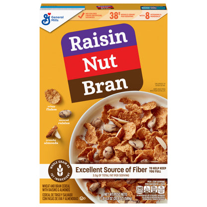 Raisin Nut Bran Cereal, High Fiber Cereal Made with Whole Grain, 20.8 oz