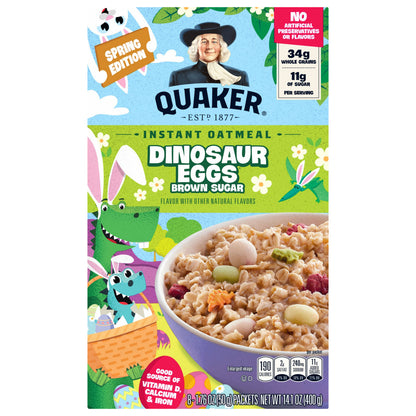 Quaker Instant Oatmeal Dinosaur Eggs Brown Sugar 1.76 Oz, 8 Count