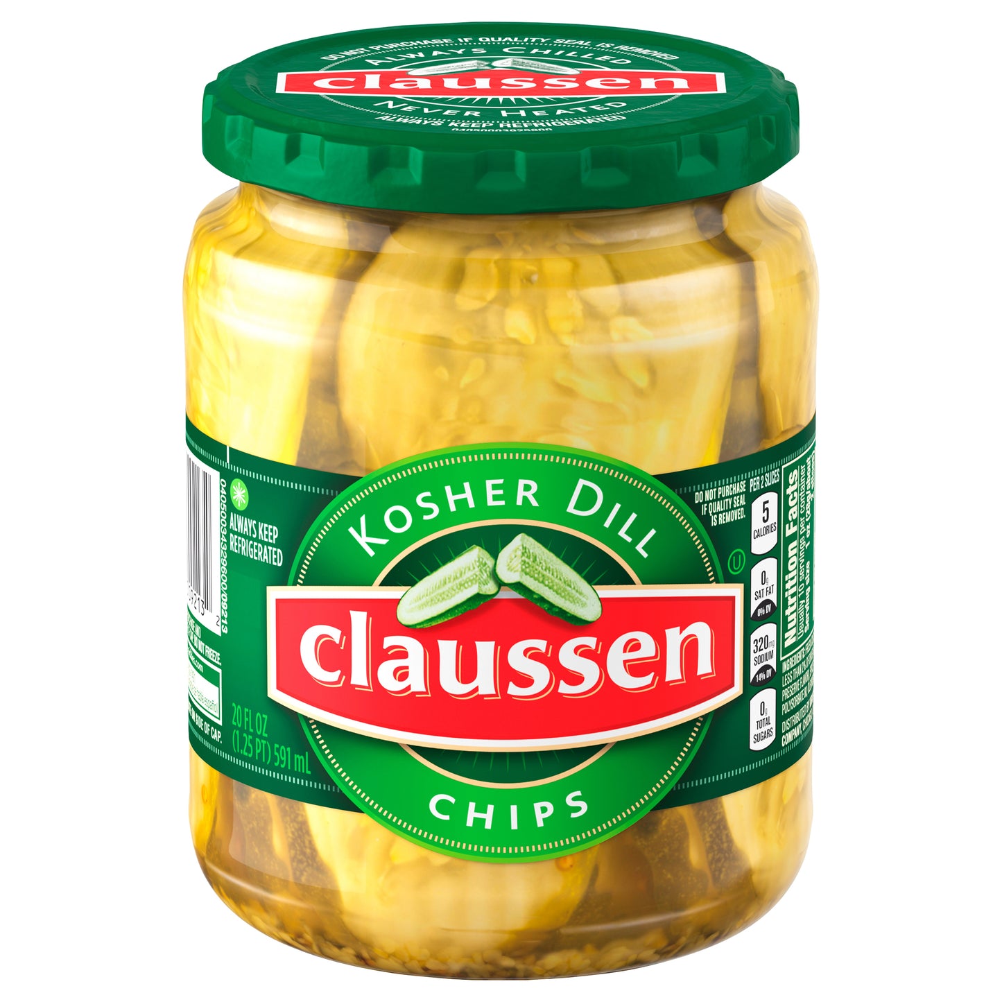 Claussen Kosher Dill Pickle Chips, 20 fl oz Jar
