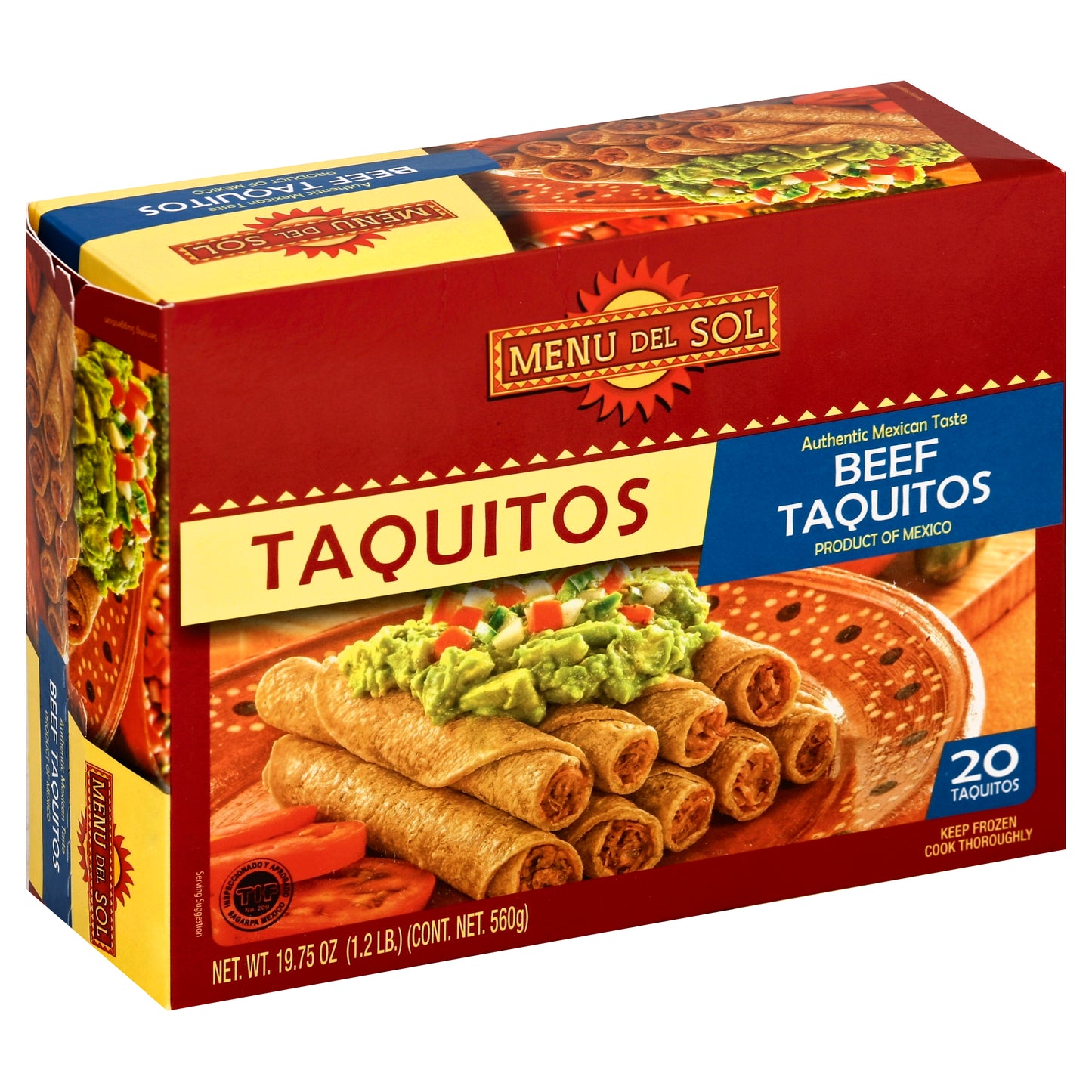 Menu Del Sol Taquitos 20 ea - Authentic Mexican Taste BEEF TAQUITOS