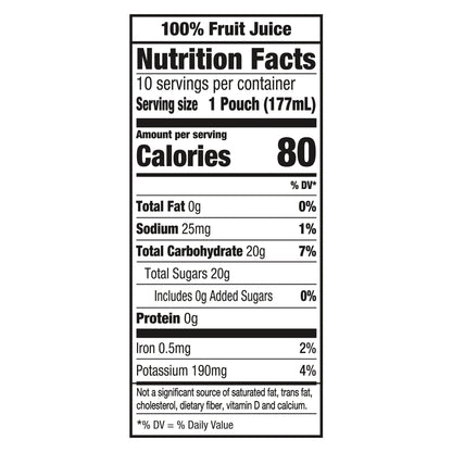 Capri Sun 100% Juice Apple All-Natural Juice from Concentrate with added ingredients, 10 ct Box, 6 fl oz Pouches