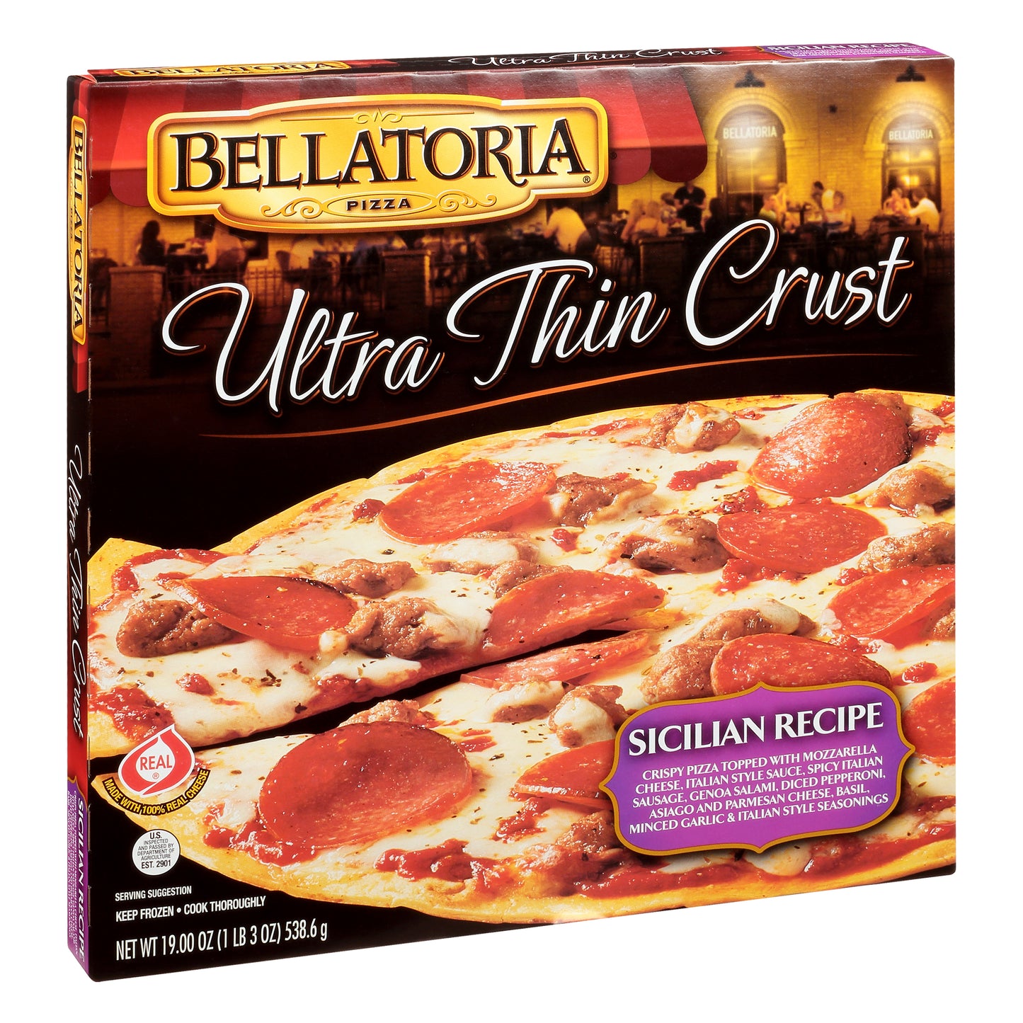Bellatoria Ultra Thin Crust Sicilian Recipe Pizza 19 oz