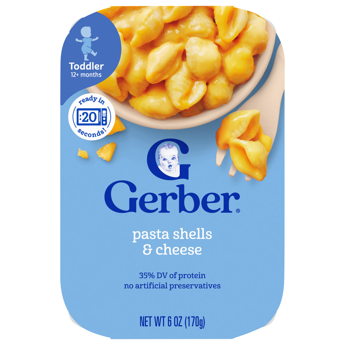 Gerber Toddler Food, Pasta Shells & Cheese, Mealtime for Toddler