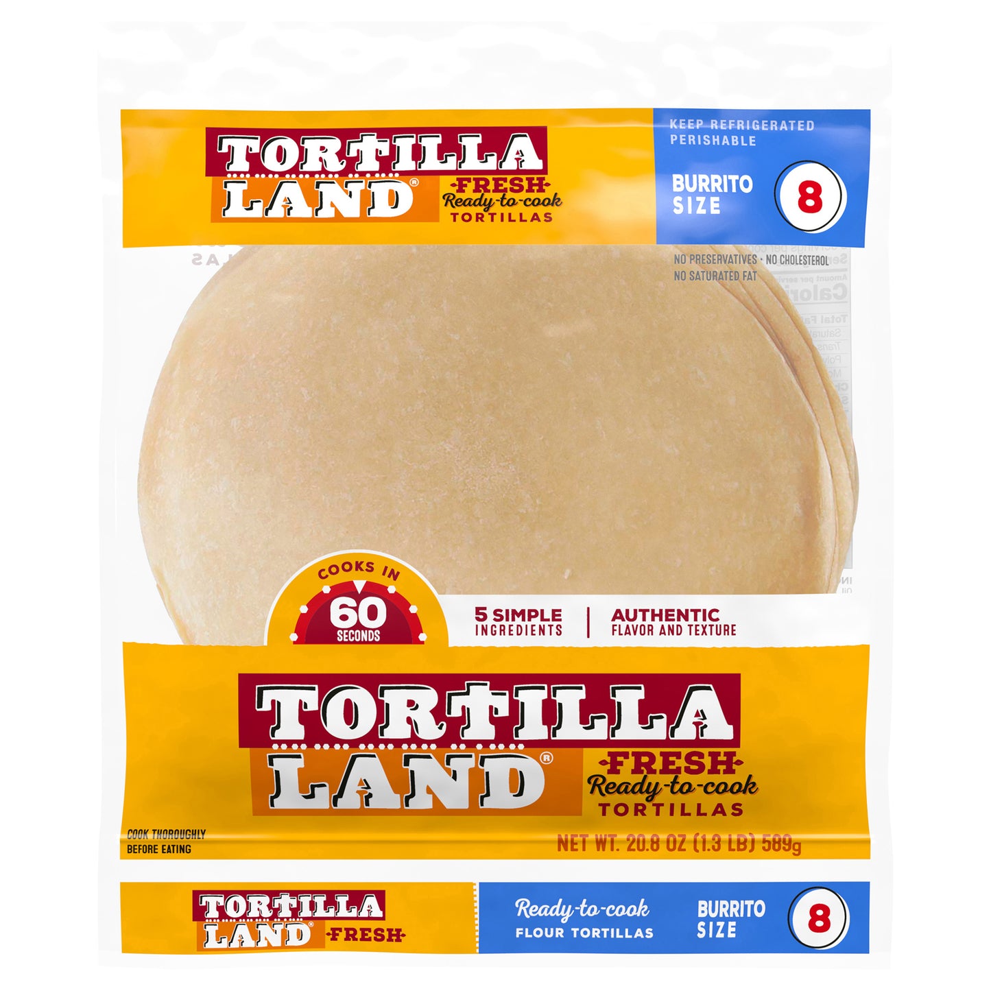 TortillaLand® Flour Tortillas Burrito Size, 8 Count