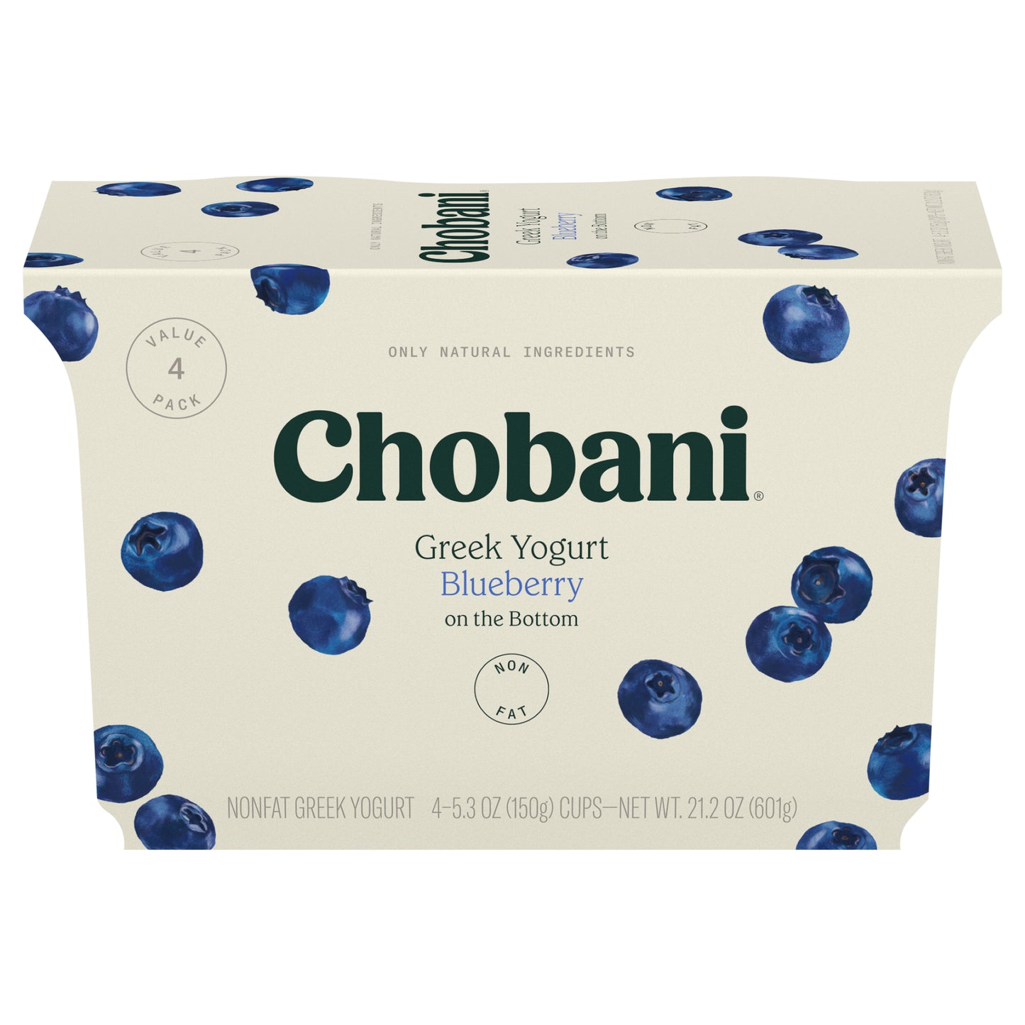 Chobani® Non-Fat Greek Yogurt Blueberry on the Bottom 5.3oz 4-pack