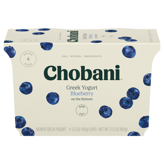 Chobani® Non-Fat Greek Yogurt Blueberry on the Bottom 5.3oz 4-pack