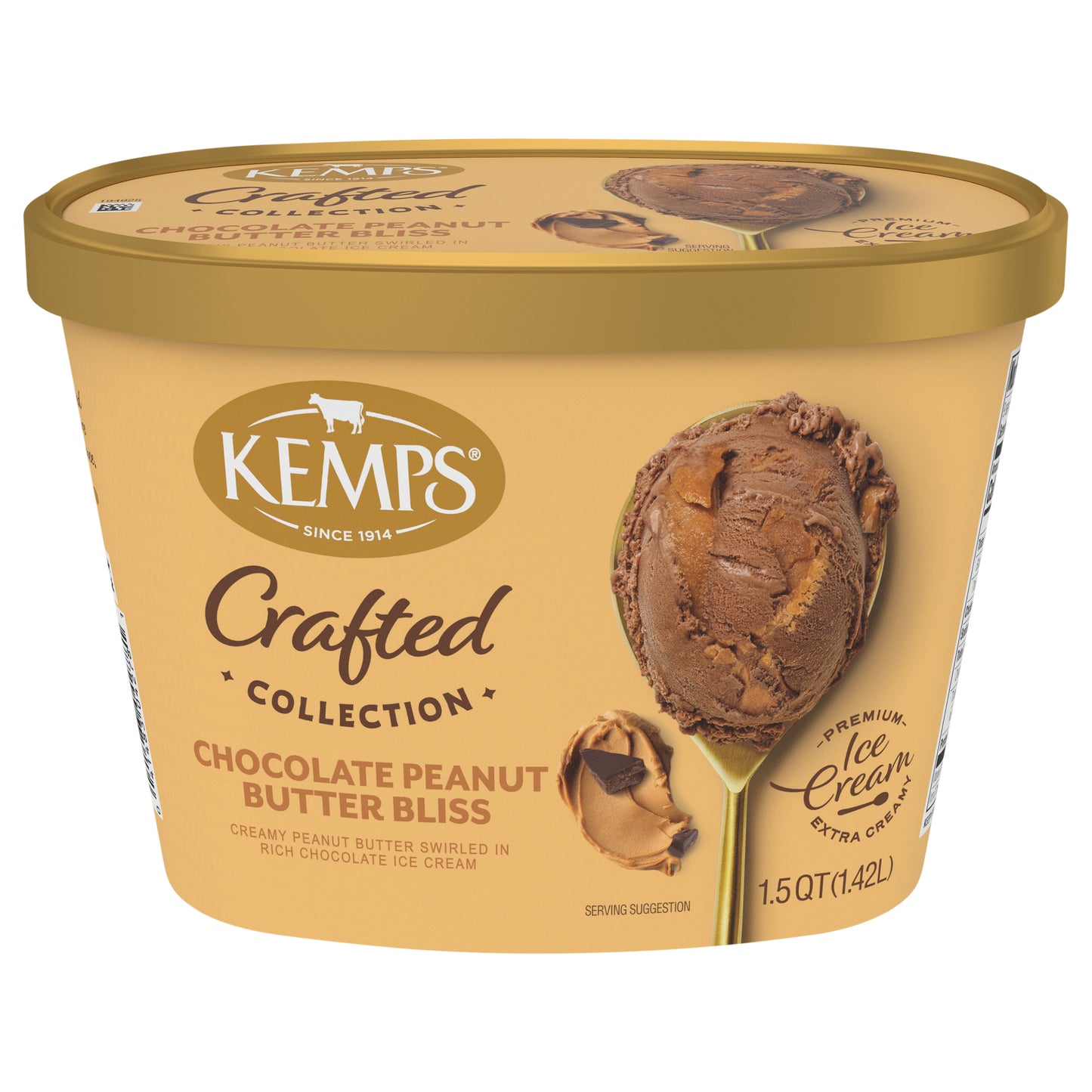 Kemps Crafted Collection Chocolate Peanut Butter Bliss Ice Cream 1.5 Quart