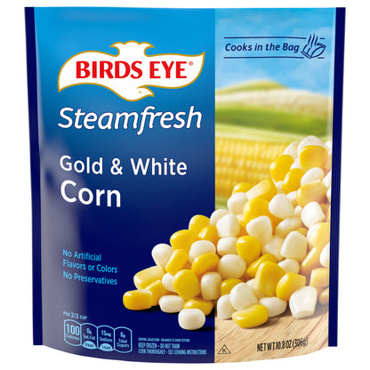 Birds Eye Steamfresh Gold and White Corn, Frozen Vegetable, 10.8 OZ