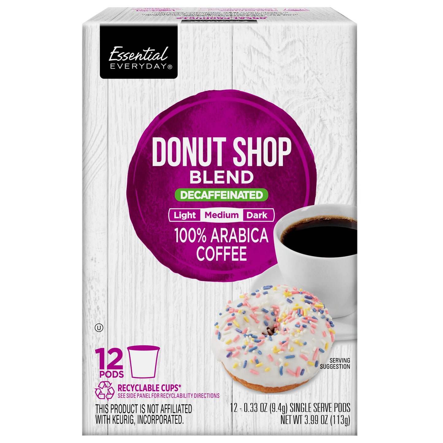Essential Everyday Donut Blend Decaffeinated Coffee Cups