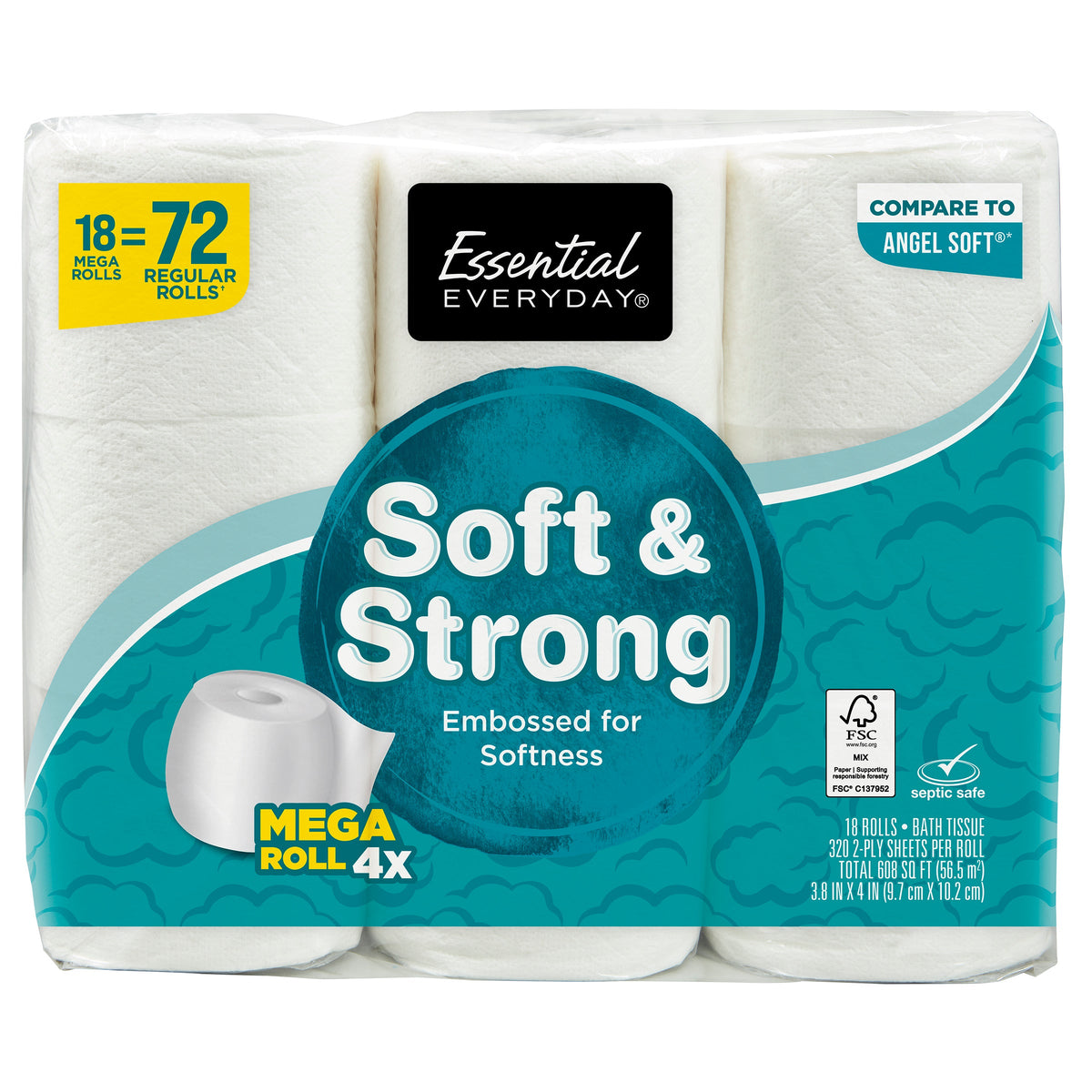 Essential Everyday Soft & Strong Mega Rolls Tissue