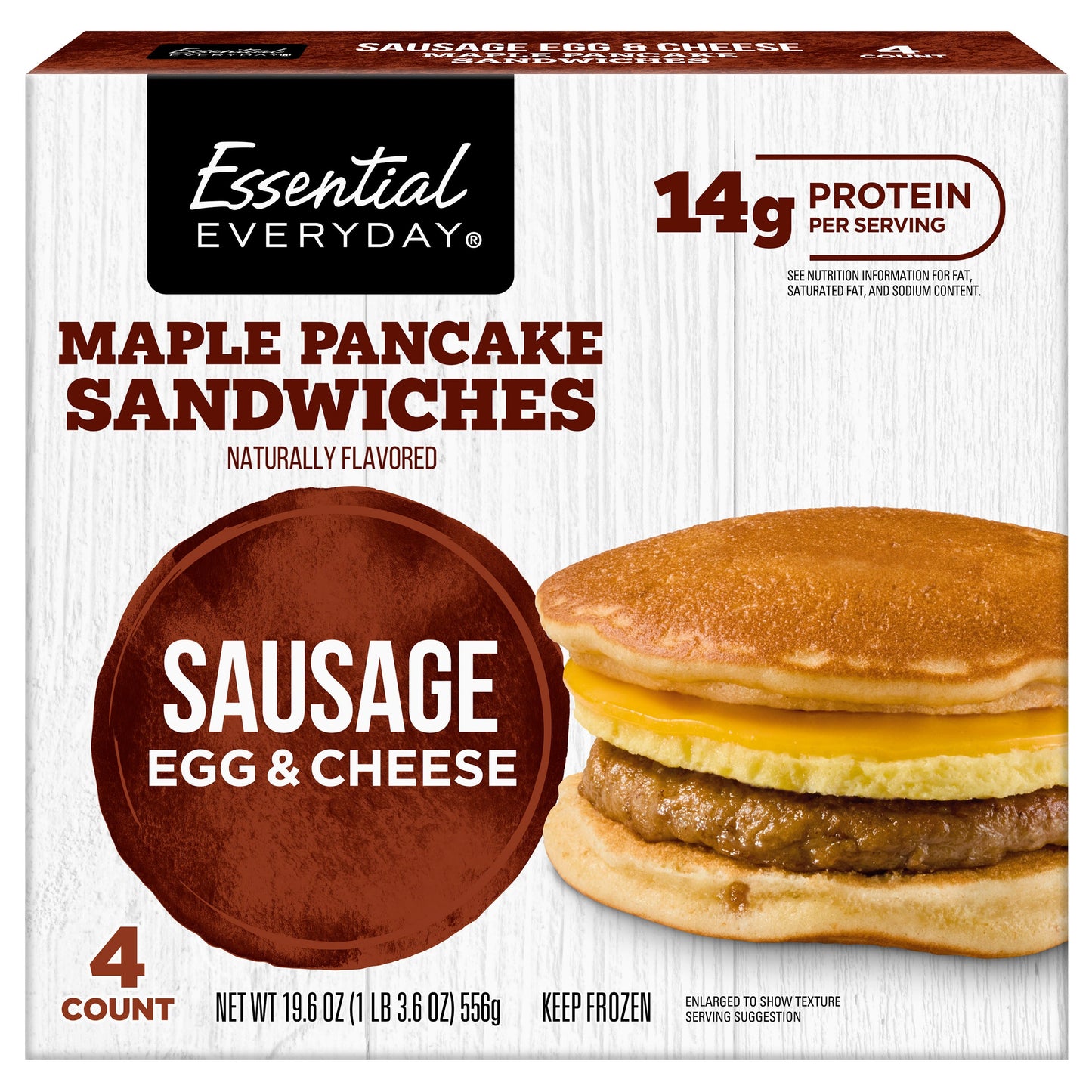 Essential Everyday Maple Pancake Sandwiches Sausage & Cheese