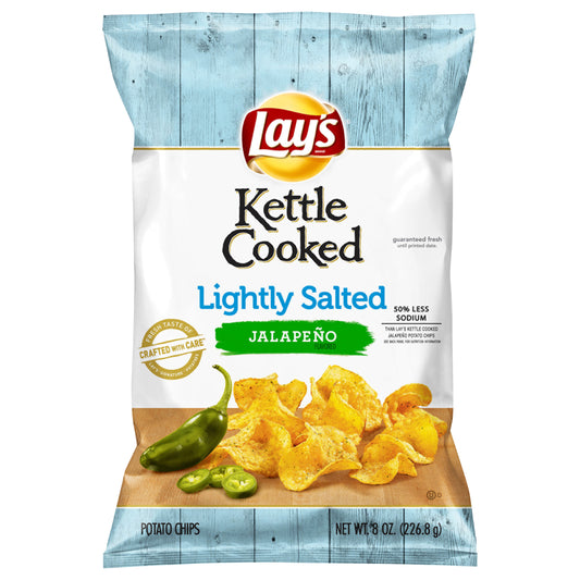Lay's Kettle Cooked Potato Chips Lightly Salted Jalapeno 8 Oz