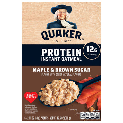 Quaker Protein Instant Oatmeal Maple & Brown Sugar 2.11 Oz 6 Count